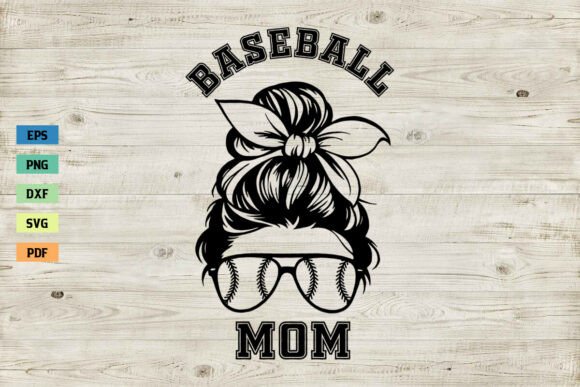 Baseball Mom Shirt SVG Messy Bun Design