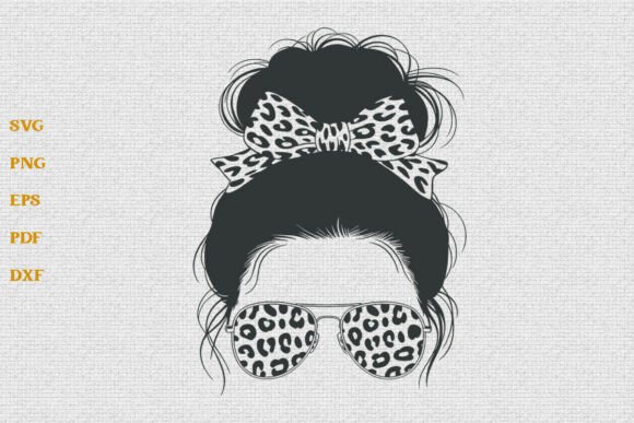 Leopard Messy Bun Hair SVG Mom Life SVG